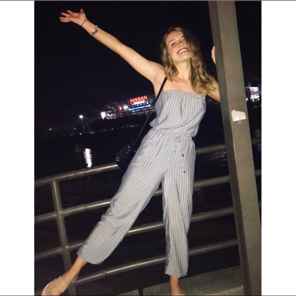 Linen strapless jumpsuit